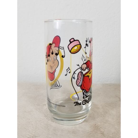 Alvin The Chipmunks Drinking Clear Glass Tumbler 16oz Drinkware Year 1985 6" - Picture 8 of 13
